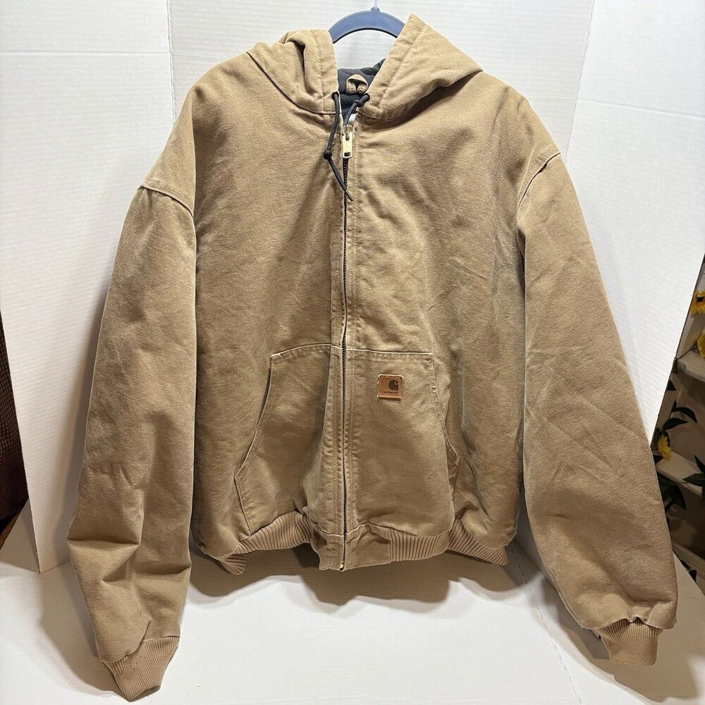 Carhartt J130 FRB Sandstone Duck Active Jacket Hooded Frontier Brown 2XL Regular